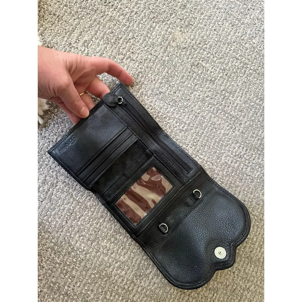 Brighton black and brown leather‎ layered floral front wallet